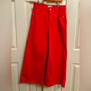Red wide leg pants